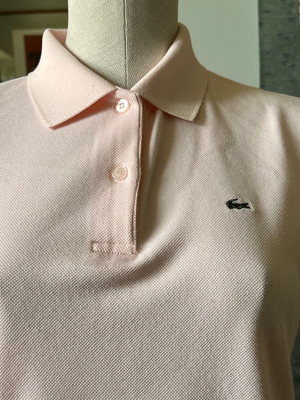 Lacoste Pale Pink Pique Polo with Embroidered Crocodile